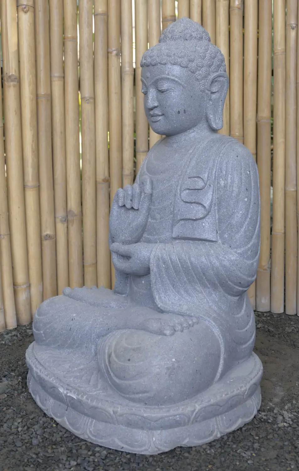  Product image 3 of the product “Seated Buddha, position Dharmachakra, 66 x 51 x 95 cm, riverstone grey ”